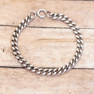 18 cm, Vintage Fierce Silber Ton Unisex Panzerkette Armband von Germany - X23