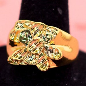 Anillo de estilo floral Art Nouveau Vintage Gold Tone 9 - X6