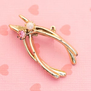 Broche de ferramenta de strass rosa vintage - X1