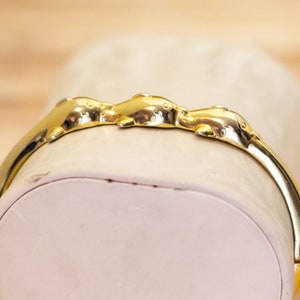 Vintage Gold Tone Adorable Animal Design Hinge Bangle - X22