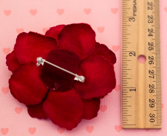 Vintage Intricate Red Rose Elegant Floral Brooch … - image 2