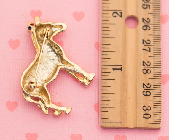 Vintage Royal Horse Gold Tone Intricate Brooch - … - image 2