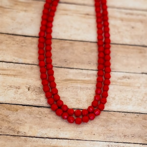 16 inch, Vintage Multi Scarlet Red Beads Choker Necklace - X27