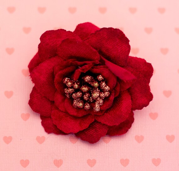 Vintage Intricate Red Rose Elegant Floral Brooch … - image 1