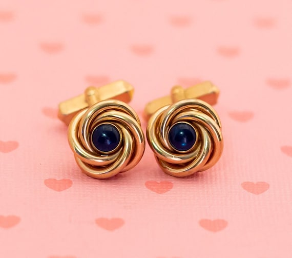 Vintage Spiral Royal Blue Cuff Links - X7 - image 1