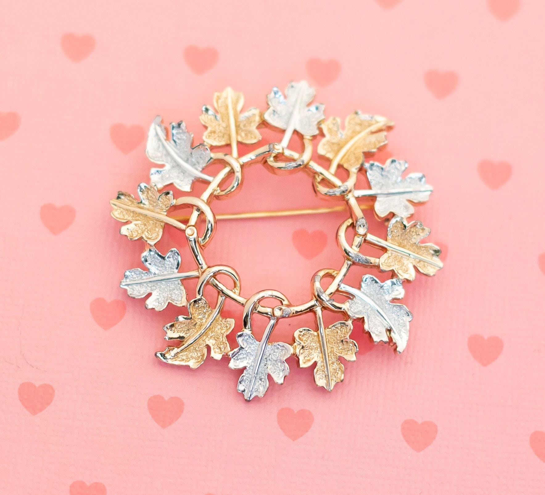 Vintage Encircled Maple Leaf Brooch by Sarah Coventry - X4