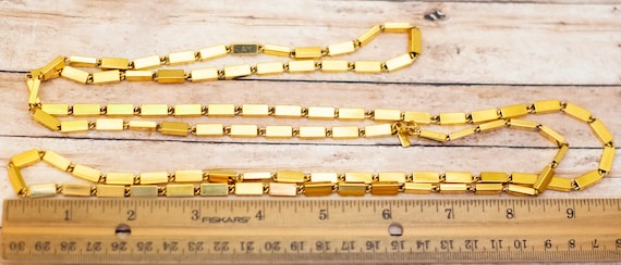52 inch, Vintage Rectangular Chain Links Gold Ton… - image 3