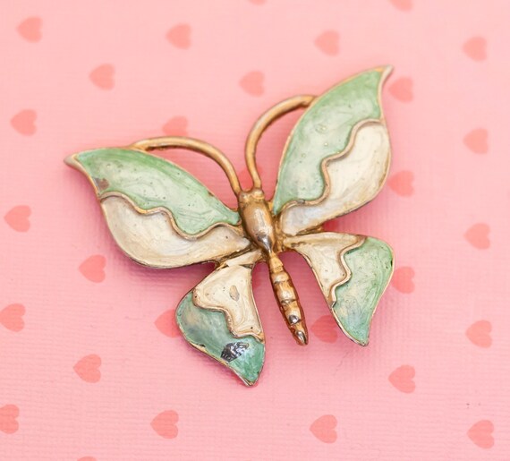 Vintage Fairy Elven Butterfly Gold Tone Brooch - … - image 1