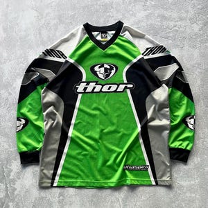 Y2K Thor All Over Print Fox Racing Style Motocross Jersey Green White