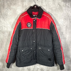 Vintage Yamaha Snowmobile Racing Puffer Bomber Jacket XL Red Black