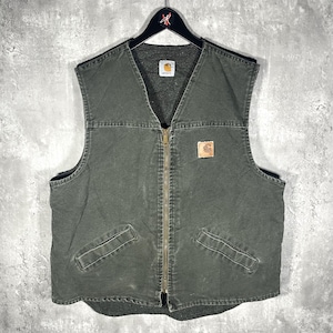 Vintage Carhartt Sherpa Grüne Weste gefüttert
