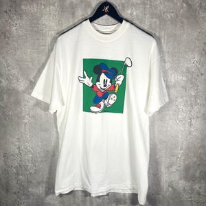 Vintage zeldzame jaren 90 Mickey Mouse Golf Club Cartoon Disney T-shirt