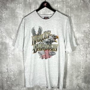 Vintage 90s Harley Davidson Australia Eagle Tee Shirt Eagle Grey Motorcycle