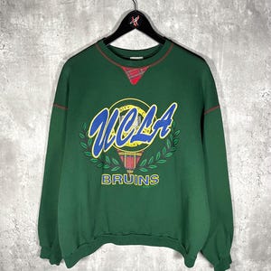 Vintage 90s UCLA BRUINS Spellout Green Sweatshirt Large