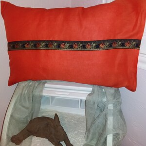 Strong vibrant linen orange pillowcase. Measures 29Lx19W inches.