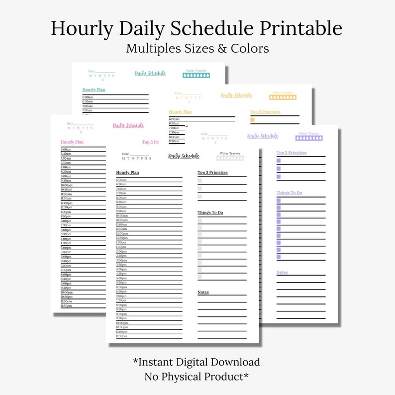 Daily Schedule Hourly Planner 2022 Daily Planner Daily Schedule