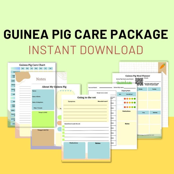 Guinea Pig Care Planner (Printable, Digital)