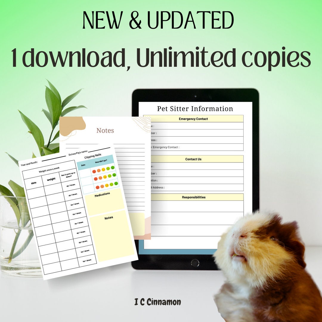 Guinea Pig Care Planner (printable, Digital) - Etsy