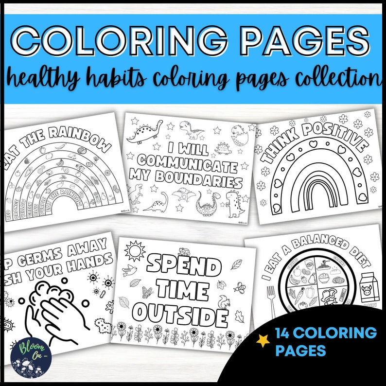 Healthy Habits, Coloring Pages, PRINTABLE Coloring for Kids, Health and