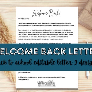 Bienvenido de regreso a la escuela, carta de inicio del año escolar, plantilla de carta de bienvenida editable para educadores