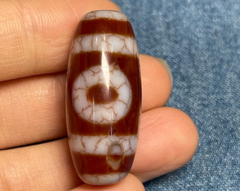 Tibetan Dzi 3 eyes pattern amulet red color dzi bead