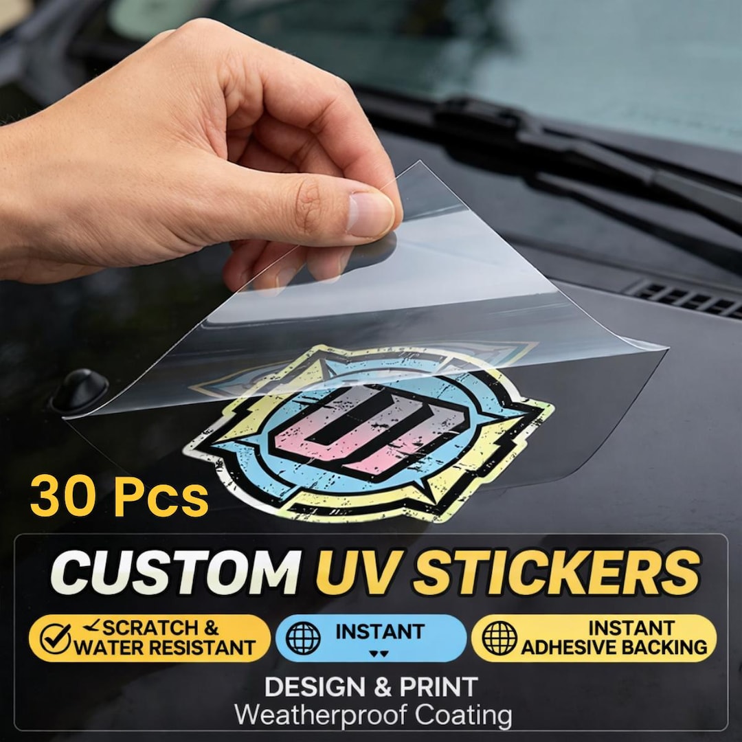 Custom Outdoor Weather-resistant Glossy UV Stickers, 30pcs, 3D UV ...