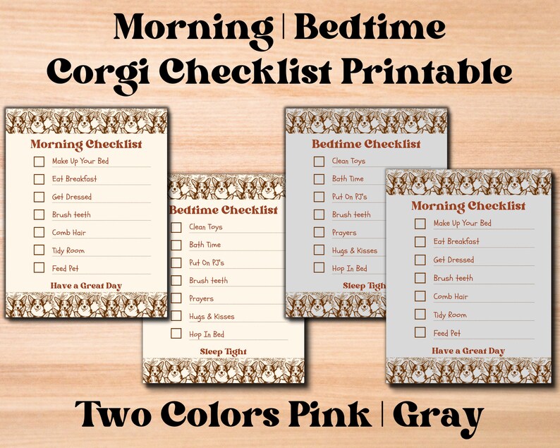 Printable Corgi Puppy Daily Routine Chart Kid Day Planner Chore ...