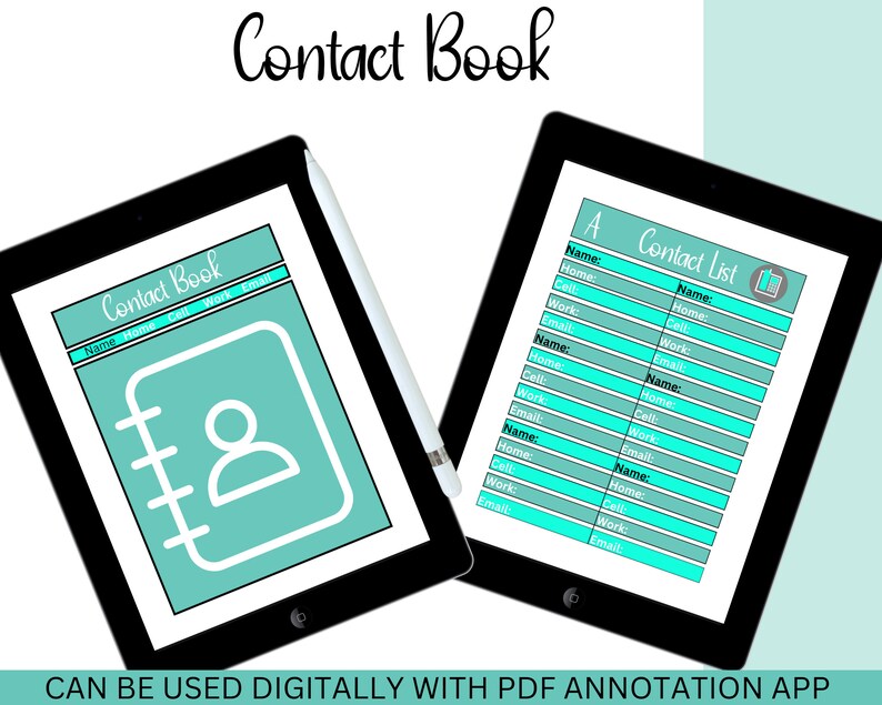Printable Contact List, Address Book Printable, Contacts Templates