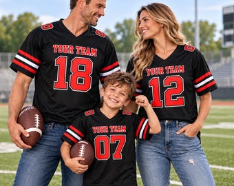 Custom Football Jersey, Personalized Family Football Shirts, Matching Mom Dad Kids Jerseys, Custom Name Number Team Jersey, Football Gift