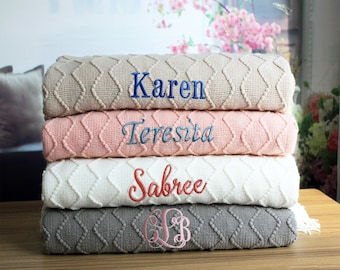 Personalized Blanket,Monogrammed Throw,Blanket with Name,Cotton Anniversary,Corporate Gift,Personalized Gift,Housewarming Gift,New Home Gift