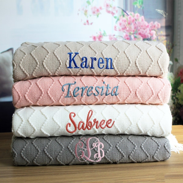 Personalized Blanket,Monogrammed Throw,Blanket with Name,Cotton Anniversary,Corporate Gift,Personalized Gift,Housewarming Gift,New Home Gift