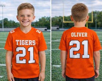 Personalized Team Name & Number Football Jersey Shirt For Adult Kid, Custom Football Jersey Shirt, Game Day Outfit For American Football Fan