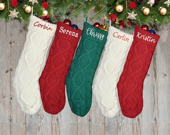 Personalized Christmas Stockings,Embroidered Christmas Stocking,Christmas Gift,Knitted Christmas Stockings,Monogram Family Stockings