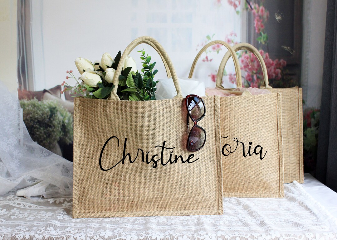 Personalized Burlap Bag,bridesmaid Burlap Tote Bags,bridesmaid Bag Gift ...