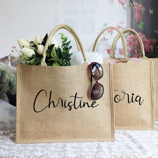 Personalized Burlap Bag,Bridesmaid Burlap Tote Bags,Bridesmaid Bag gift,Personalized Bridal Party Bag,Custom Bridesmaid Tote Bags,Beach Tote