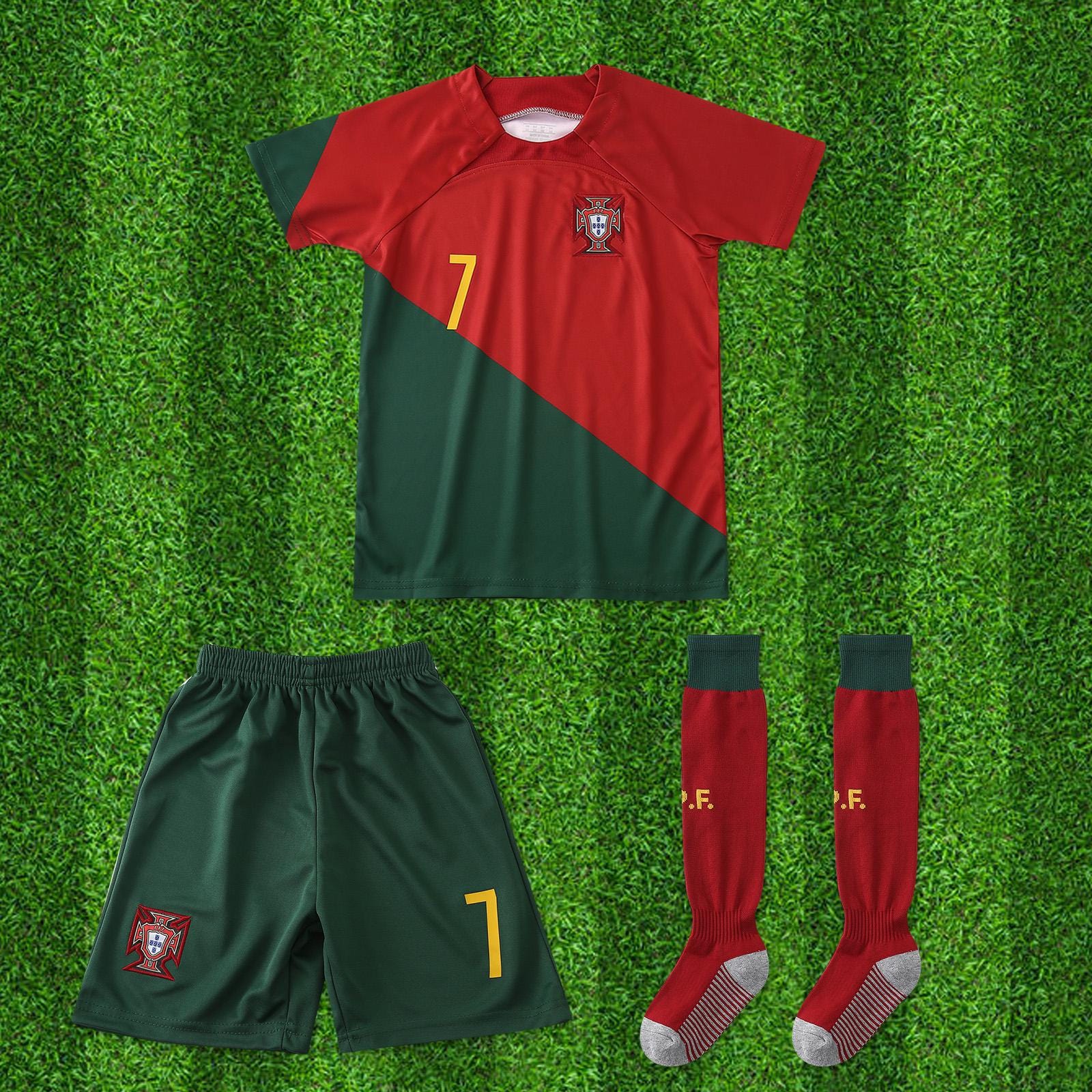 Amazon.com: Portugal Home Ronaldo Kids Jersey + Shorts Set