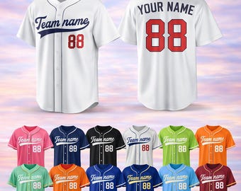 Custom Baseball Jersey: Personalized Name & Number logo, Team sport uniform, Valentine's Day Birthday Gift for Men Women Kid Toddler Fans