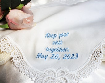 For Happy Tears,Wedding Handkerchief,Embroidered Wedding Handkerchief,Wedding Gift,wedding handkerchief for bride,Wedding Day Gift,bride