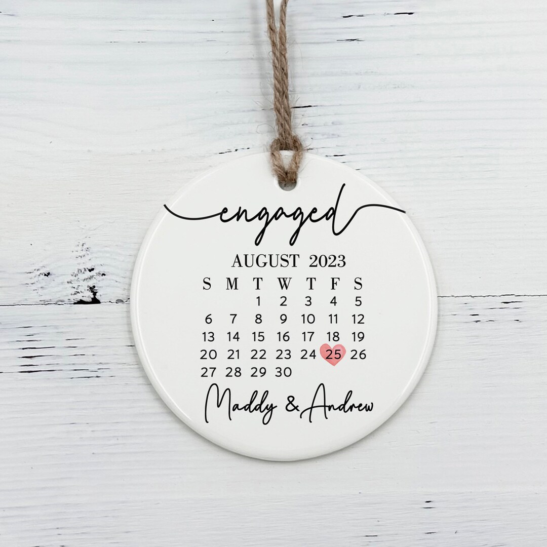 Personalized Calendar With Names Engagement Day Ornament - Etsy