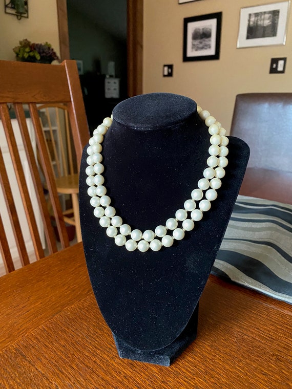 60s Vintage Marvella Pearl Choker – Double Strand… - image 1