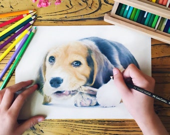 Pet Painting, Pet Portrait, Custom Pet Portrait, Custom Dog Portrait, Colored Pencil Pet Portrait, Dog Art, Dog Colored-Pencil, Dog Painting