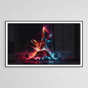 Vibrant Paris Nightscape - Eiffel Tower Digital Artwork