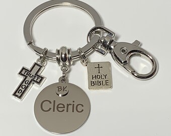 Cleric Personalized Keychain | Cleric Gift | Clergy Gift | Pastor Minister Gift | Priest Gift | Religious Gift | Car Auto Accessory | Gifts