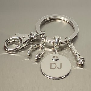 DJ Personalized Keychain DJ Gift Coworker Gift Work Keychain Business Keychain Musical Keychain Keychain Gift Auto Accessory image 1