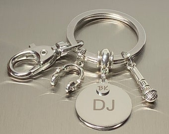 DJ Personalized Keychain | DJ Gift | Coworker Gift | Work Keychain | Business Keychain | Musical Keychain | Keychain Gift | Auto Accessory