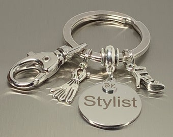 Stylist Personalized Keychain Gift - Design #1 | Fashion Stylist Gift | Coworker Gift | Work Gift | Business Keychain | Auto Accessory