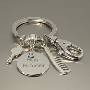 Hair Braider Personalized Keychain | Hair Braider Gift | Coworker Gift | Business Keychain | Braider Keychain | Car Gift | Auto Accessory