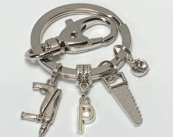Carpenter Gift | Personalized Keychain | Initial Keychain | Father's Day Gift | Woodworking | Keychain Gift | Swarovski Crystal | Keepsake