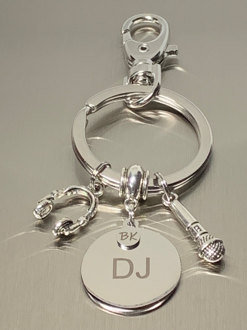DJ Personalized Keychain DJ Gift Coworker Gift Work Keychain Business Keychain Musical Keychain Keychain Gift Auto Accessory image 2