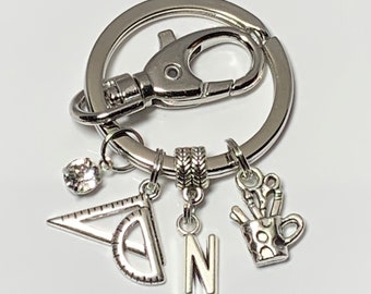 Graphic Artist Gift | Personalized Initial Keychain | Custom Letter Keychain | Best Friend Gift | Gift for Her Him | Personalized Gift